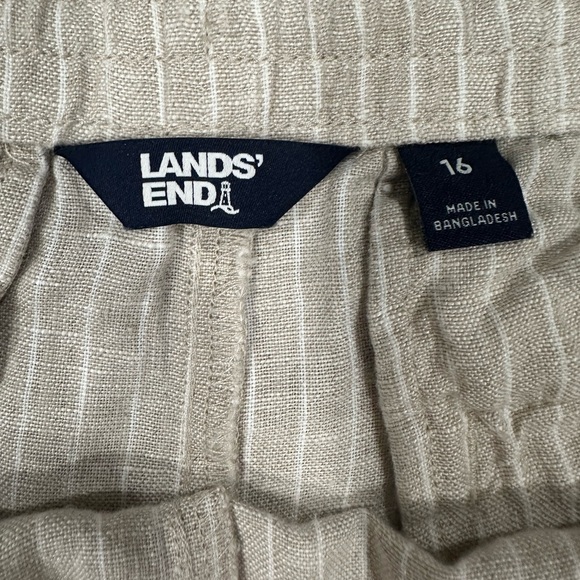 Lands’ End 100% Linen Women’s Plus 16 Beige Striped Pull On Shorts 9” Inseam - Picture 2 of 8